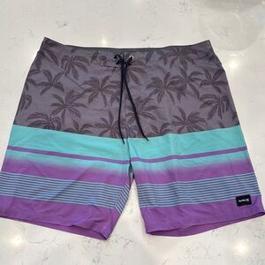 Hurley Purple and Blue Board Shorts Quick-Drying Swimwear